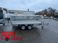 HUMBAUR HT 203116 Hochlader ALU 2000 kg - 310 x 165 mit SI-GI Laubgitter - Flachplane und 3 Bügel