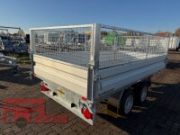 HUMBAUR HTK 2700.31 I 314 x 175 I 2700 KG I Dreiseitenkipper mit E-Pumpe - Rampenschacht  mit SI-GI Laubgitetr