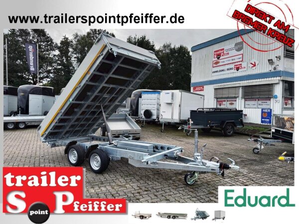 Aussteller I EDUARD 3518 -GD- 3 Seitenkipper, Auffahrschienen, Bordwände 30cm -3500kg- E & H-Pumpe - Lfh: 63cm -195/50R13