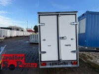 martz KARGO 300/2 - 750 KG Tandem Plywood Kofferanhänger  - ungebremst mit Zurrleisten - Heckstützen - 100 KM/H