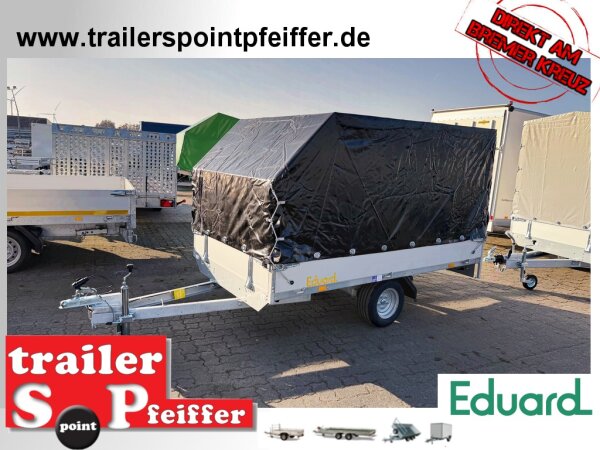 Aussteller - EDUARD 2514 -UE- Hochlader, Bordwände 30cm -0750kg- Lfh: 56cm -195/55R10 mit Hochplane ÖKO N-Line Stahl - Gestell - Giebeldach 130