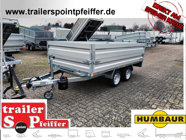 HUMBAUR HUK 273117 I 314 x 175 I 2700 KG I Rückwärtskipper mit Handpumpe mit ALU Aufsatzbordwänden 30 cm