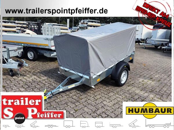 Aussteller / HUMBAUR Steely 750 kg ungebremst 205 x 109 mit Plane & Spriegel, LH 1000