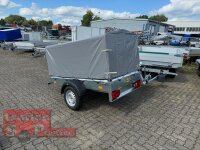 Aussteller / HUMBAUR Steely 750 kg ungebremst 205 x 109 mit Plane & Spriegel, LH 1000