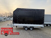 HUMBAUR HN 304121 Hochlader ALU 3000 kg - 410 x 210 - 195/55R10 mit Hochplane SP-Line - Schiebeplane - ÖKO Schräge