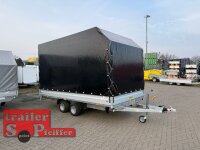 HUMBAUR HN 304121 Hochlader ALU 3000 kg - 410 x 210 - 195/55R10 mit Hochplane SP-Line - Schiebeplane - ÖKO Schräge