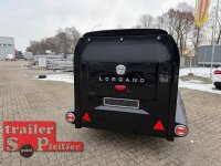 ABVERKAUF /  LORGANO Aero T - GfK Anhänger 1000 kg gebremst schwarz 3280 x 1335 x 1580 geschlossener Motorradanhänger Auffahrrampe abschließbar -Alu Boden - 100 km/h