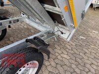 EDUARD 2615 -GD- Heckkipper, Auffahrrampen, Stützen, Bordwände 30cm -2500kg- H-Pumpe - Lfh: 72cm -165R13 mit Stahl - Kastenaufsatz (NB)  Flachplane und Staukiste