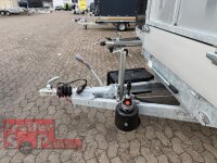 EDUARD 2615 -GD- Heckkipper, Auffahrrampen, Stützen, Bordwände 30cm -2500kg- H-Pumpe - Lfh: 72cm -165R13 mit Stahl - Kastenaufsatz (NB)  Flachplane und Staukiste