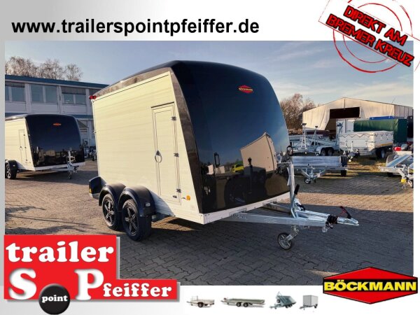 Böckmann KT-PB-AL 3018/27 M F ALU Kofferanhänger mit Polyesterbug - Tür / Rampe Kombination - Seitentür - Designpaket