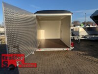 Böckmann KT-PB-AL 3018/27 M F ALU Kofferanhänger mit Polyesterbug - Tür / Rampe Kombination - Seitentür - Designpaket