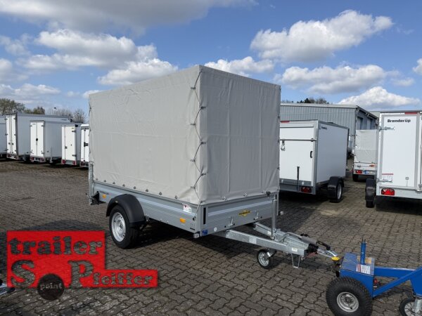 Aussteller / HUMBAUR HA 133015  KV ALU 1300 kg gebremst 303 x 150 mit Hochplane SP-Line 100 KM/H - Stützen