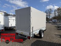 Aussteller / HUMBAUR HA 133015  KV ALU 1300 kg gebremst 303 x 150 mit Hochplane SP-Line 100 KM/H - Stützen
