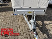 Aussteller / HUMBAUR HA 133015  KV ALU 1300 kg gebremst 303 x 150 mit Hochplane SP-Line 100 KM/H - Stützen