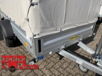 Aussteller / HUMBAUR HA 133015  KV ALU 1300 kg gebremst 303 x 150 mit Hochplane SP-Line 100 KM/H - Stützen