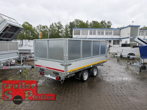 Einzelstück / EDUARD 3318 -GD- 3 Seitenkipper, Auffahrschienen, Bordwände 30cm -3500kg- E & H-Pumpe - Lfh: 63cm -195/50R13 mit 80 cm Stahl - Kastenaufsatz