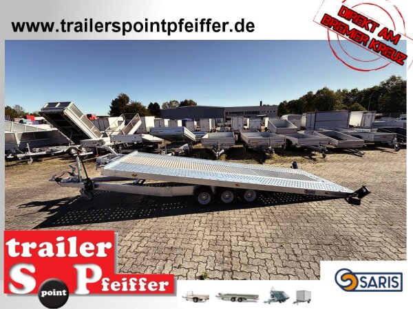 Saris AT 580 200 3500 3 K - Tridem - geschlossen mit Aluboden mit Holzunterstützung - Handpumpe - HD Stützrad