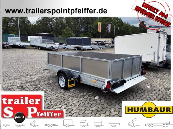 HUMBAUR HKT 183117 S I 310 x 176 I 1800 KG I Absenkanhänger mit Hydraulik mit Stahl - Kastenaufsatz