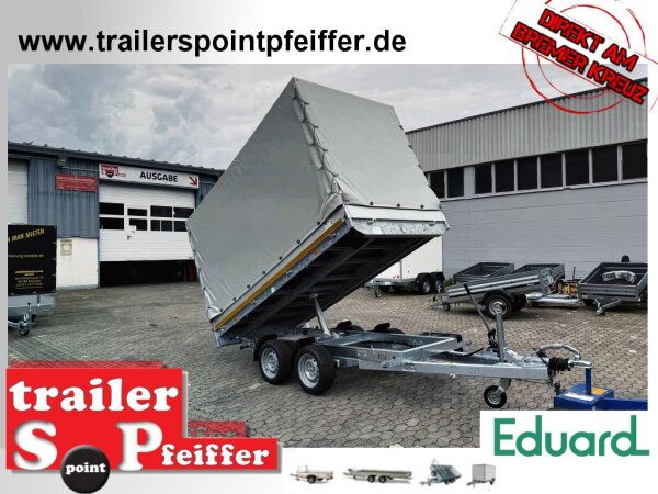 EDUARD 3118 -GD- Heckkipper, Bordwände 30cm -2700kg- H-Pumpe - Lfh: 63cm -195/50R13 mit Hochplane SP-Line