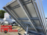 HUMBAUR HUK 152314 I 230 x 140 I 1500 KG I Rückwärtskipper mit Handpumpe mit ALU Aufsatzbordwänden 35 cm