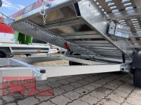 Lorries PLI35-5021 - 3500 kg  - kippbarer leichter Autotransporter mit ALU Standschienen - mittig geschlossen mit Aluriffelblech