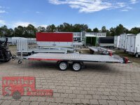 Lorries PLI35-5021 - 3500 kg  - kippbarer leichter Autotransporter mit ALU Standschienen - mittig geschlossen mit Aluriffelblech