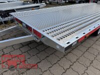 Lorries PLI35-5021 - 3500 kg  - kippbarer leichter Autotransporter mit ALU Standschienen - mittig geschlossen mit Aluriffelblech