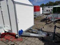 BLYSS Kofferanhänger mit Rampe F2030HTD/HK, AERO 305x150x180cm - Seitentür + Fenster - 100 KM/H - Zurrleisten - Heckstützen