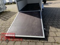 BLYSS Kofferanhänger mit Rampe F2736HTD/HK, AERO 353x150x180cm - Seitentür + Fenster - 100 KM/H - Zurrleisten - Heckstützen