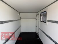 BLYSS Kofferanhänger mit Rampe F2736HTD/HK, AERO 353x150x180cm - Seitentür + Fenster - 100 KM/H - Zurrleisten - Heckstützen