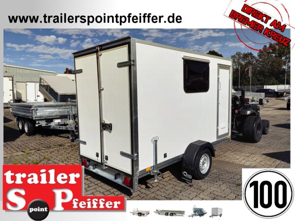 BLYSS Kofferanhänger F1330HD, 305x150x180cm - Seitentür + Fenster - 100 KM/H - Zurrleisten - Heckstützen