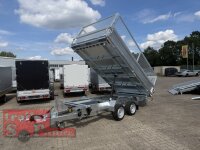 HUMBAUR HTK 3500.37 PROSTEEL I 362 x 184 I 3500 KG I Dreiseitenkipper mit E-Pumpe - Rampenschacht mit Fuhrmann Stahl Bordwand mit Original Stahlgitteraufsatz  - 600 mm