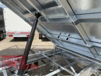 HUMBAUR HTK 3500.37 PROSTEEL I 362 x 184 I 3500 KG I Dreiseitenkipper mit E-Pumpe - Rampenschacht mit Fuhrmann Stahl Bordwand mit Original Stahlgitteraufsatz  - 600 mm