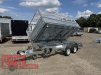 HUMBAUR HTK 3500.37 PROSTEEL I 362 x 184 I 3500 KG I Dreiseitenkipper mit E-Pumpe - Rampenschacht mit Fuhrmann Stahl Bordwand mit Original Stahlgitteraufsatz  - 600 mm