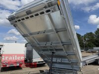 HUMBAUR HTK 3500.37 PROSTEEL I 362 x 184 I 3500 KG I Dreiseitenkipper mit E-Pumpe - Rampenschacht mit Fuhrmann Stahl Bordwand mit Original Stahlgitteraufsatz  - 600 mm