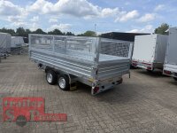 HUMBAUR HTK 3500.37 PROSTEEL I 362 x 184 I 3500 KG I Dreiseitenkipper mit E-Pumpe - Rampenschacht mit Fuhrmann Stahl Bordwand mit Original Stahlgitteraufsatz  - 600 mm