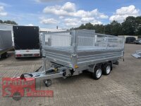 HUMBAUR HTK 3500.37 PROSTEEL I 362 x 184 I 3500 KG I Dreiseitenkipper mit E-Pumpe - Rampenschacht mit Fuhrmann Stahl Bordwand mit Original Stahlgitteraufsatz  - 600 mm