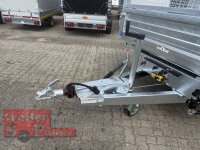 HUMBAUR HTK 3500.37 PROSTEEL I 362 x 184 I 3500 KG I Dreiseitenkipper mit E-Pumpe - Rampenschacht mit Fuhrmann Stahl Bordwand mit Original Stahlgitteraufsatz  - 600 mm