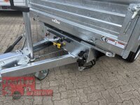HUMBAUR HTK 3500.37 PROSTEEL I 362 x 184 I 3500 KG I Dreiseitenkipper mit E-Pumpe - Rampenschacht mit Fuhrmann Stahl Bordwand mit Original Stahlgitteraufsatz  - 600 mm