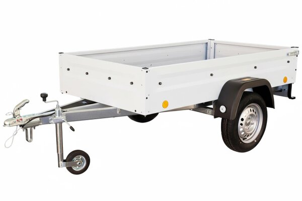 TPV TL-EU2 - Tieflader Anhänger 750 kg - WEISS - pulverbeschichtet - ungebremst - 100 KM/H - Zurrösen - 13 pol. Stecker
