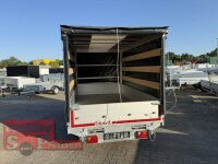 Gebraucht I  EDUARD 3318 -GD- 3-Seitenkipper, Auffahrschienen, Bordwände 40cm -2700kg- E & H-Pumpe - Lfh: 63cm -195/50R13 mit Hochplane SP-Line  - Schiebeplanen - Heckrollo - 100 KM/H uvm