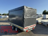Gebraucht I  EDUARD 3318 -GD- 3-Seitenkipper, Auffahrschienen, Bordwände 40cm -2700kg- E & H-Pumpe - Lfh: 63cm -195/50R13 mit Hochplane SP-Line  - Schiebeplanen - Heckrollo - 100 KM/H uvm