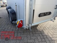 BLYSS ALU Kofferanhänger FL2736HTC ALU - 360x160x180cm - 100 KM/H - Tür/Rampe Kombination - Stützen - POLY Bug und Haube