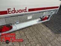 EDUARD 3518 -GD- 3 Seitenkipper, Auffahrschienen, Bordwände 30cm -3500kg- E & H-Pumpe - Lfh: 66cm -195/50R13 ALU Aufsatz - Flachplane mit Bügeln - Staukiste