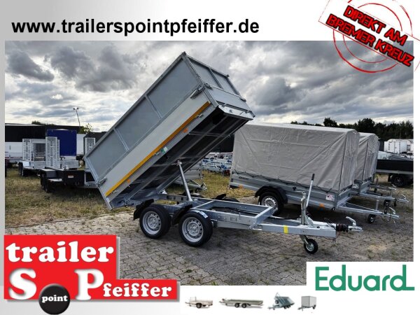 EDUARD 2615 -GD- Heckkipper, Bordwände 30cm -2000kg- H-Pumpe - Lfh: 63cm -195/50R13 mit Stahl - Kastenaufsatz