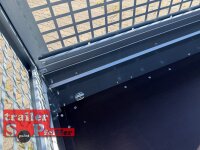 AKTION /  Brenderup 1205 SUB 750 " Der neue Kippi " - ABKLAPPBARE ZUGDEICHSEL / VERTIKAL ABSTELLEN mit LAUBGITTERAUFSATZ 50 CM - Stützrad + Stützen