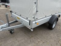 Aussteller / HUMBAUR HA 133015  KV ALU 1300 kg gebremst 303 x 150 mit Hochplane SP-Line - Heckrollo