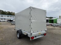Aussteller / HUMBAUR HA 133015  KV ALU 1300 kg gebremst 303 x 150 mit Hochplane SP-Line - Heckrollo