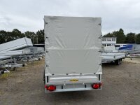 Aussteller / HUMBAUR HA 133015  KV ALU 1300 kg gebremst 303 x 150 mit Hochplane SP-Line - Heckrollo