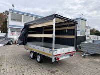 Aussteller /  EDUARD 3318 -GD- Hochlader, Bordwände 30cm -2000kg- Lfh: 72cm -155R13 mit Hochplane SP-Line vorne RUND - Schiebeplane beidseitig - Heckrollo
